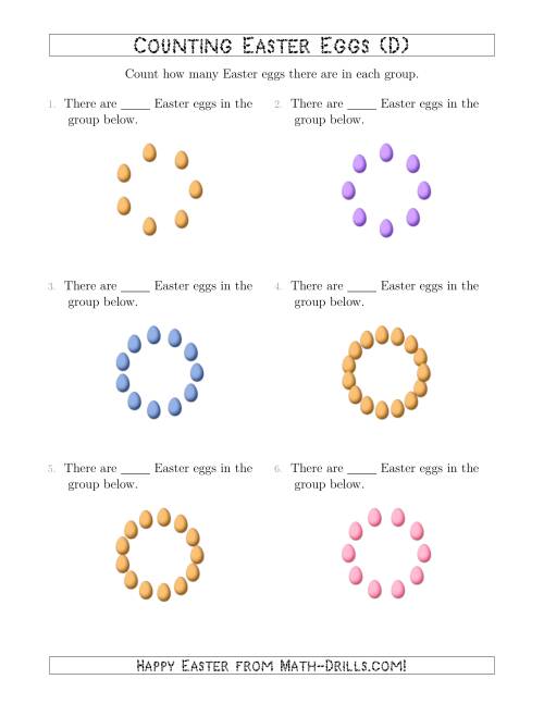 The Counting Easter Eggs in Circular Arrangements (D) Math Worksheet