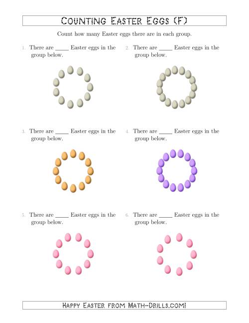 The Counting Easter Eggs in Circular Arrangements (F) Math Worksheet