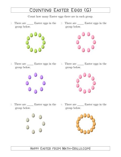The Counting Easter Eggs in Circular Arrangements (G) Math Worksheet