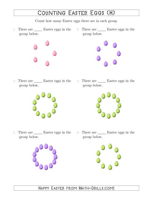 The Counting Easter Eggs in Circular Arrangements (H) Math Worksheet