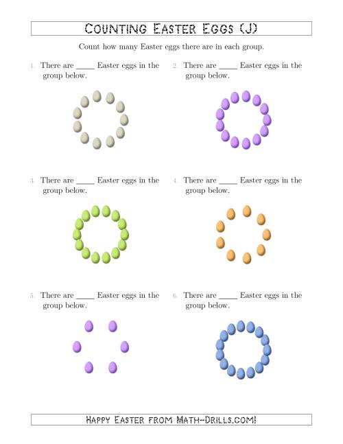The Counting Easter Eggs in Circular Arrangements (J) Math Worksheet