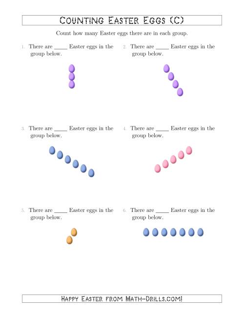 The Counting Easter Eggs in Linear Arrangements (C) Math Worksheet