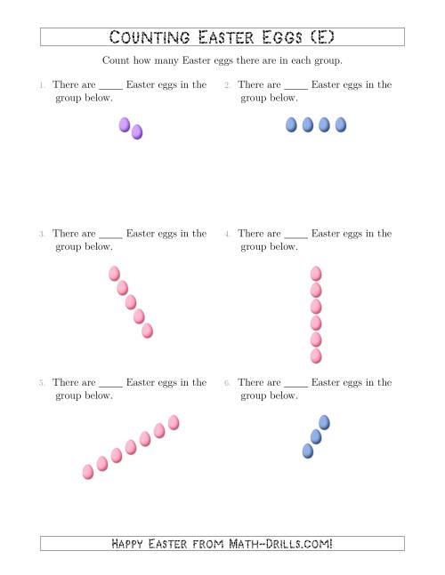 The Counting Easter Eggs in Linear Arrangements (E) Math Worksheet