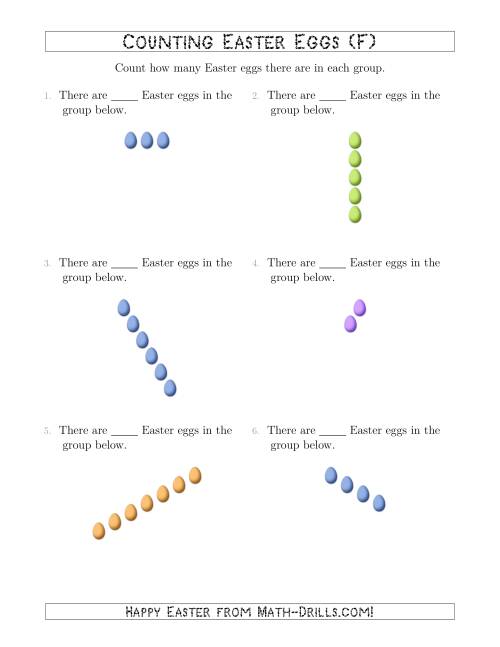 The Counting Easter Eggs in Linear Arrangements (F) Math Worksheet