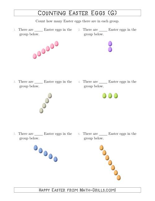 The Counting Easter Eggs in Linear Arrangements (G) Math Worksheet