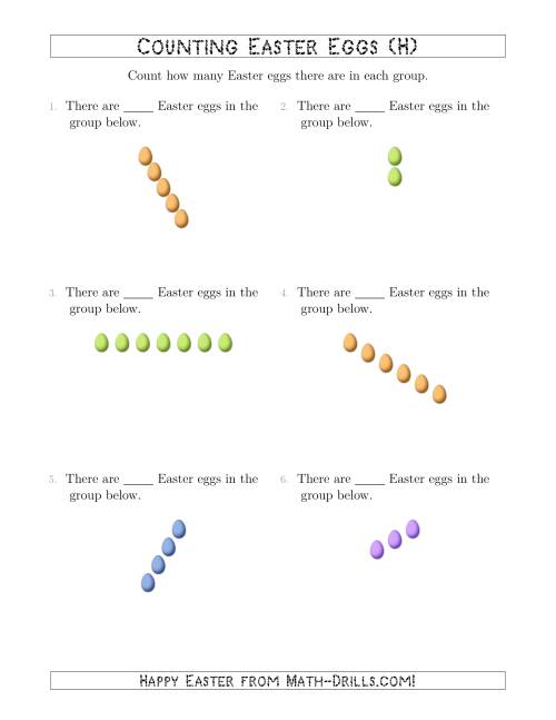 The Counting Easter Eggs in Linear Arrangements (H) Math Worksheet