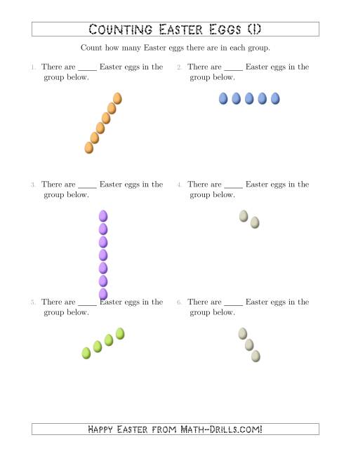 The Counting Easter Eggs in Linear Arrangements (I) Math Worksheet