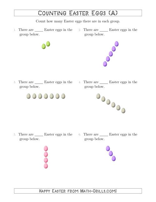 The Counting Easter Eggs in Linear Arrangements (All) Math Worksheet