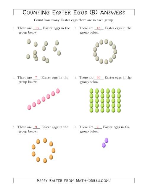 The Counting Easter Eggs in Various Arrangements (B) Math Worksheet Page 2