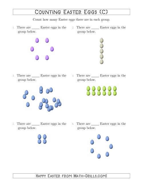 The Counting Easter Eggs in Various Arrangements (C) Math Worksheet