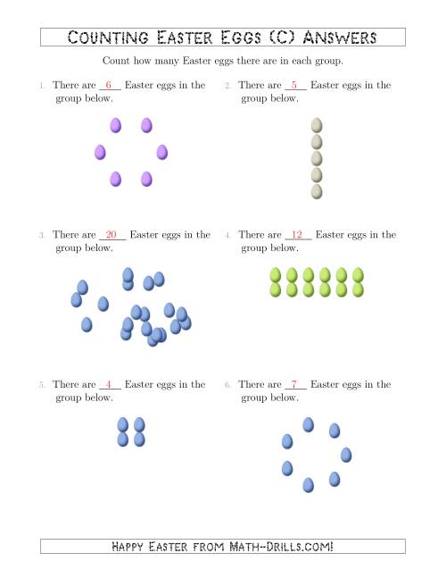 The Counting Easter Eggs in Various Arrangements (C) Math Worksheet Page 2