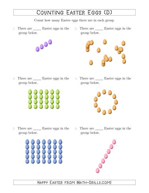 The Counting Easter Eggs in Various Arrangements (D) Math Worksheet