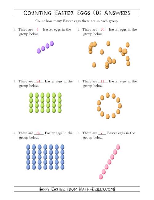 The Counting Easter Eggs in Various Arrangements (D) Math Worksheet Page 2
