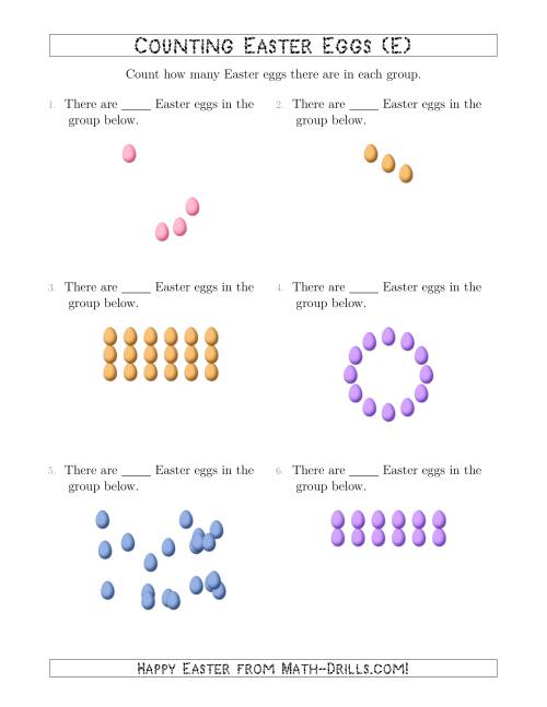 The Counting Easter Eggs in Various Arrangements (E) Math Worksheet