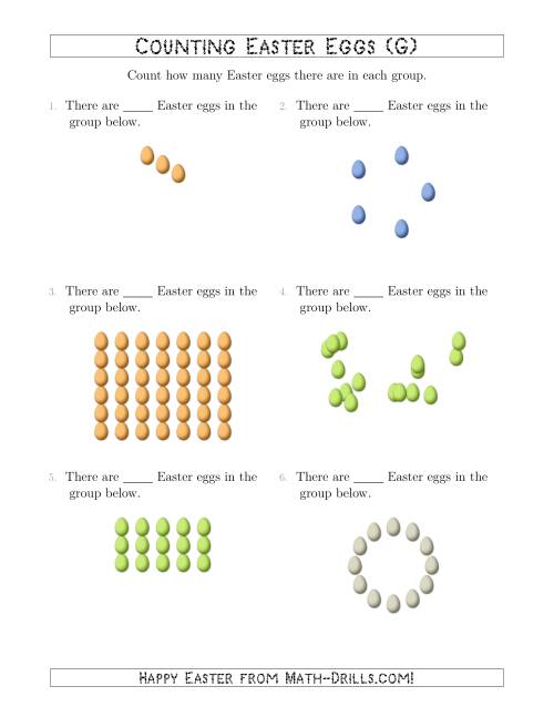 The Counting Easter Eggs in Various Arrangements (G) Math Worksheet