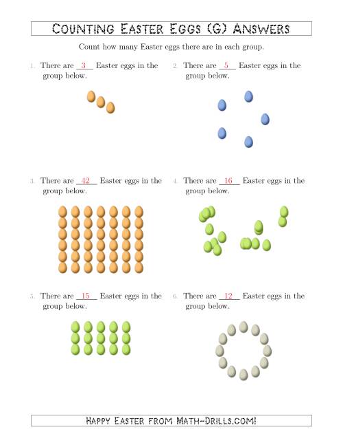 The Counting Easter Eggs in Various Arrangements (G) Math Worksheet Page 2