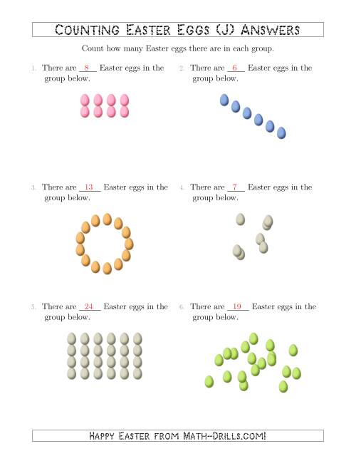 The Counting Easter Eggs in Various Arrangements (J) Math Worksheet Page 2