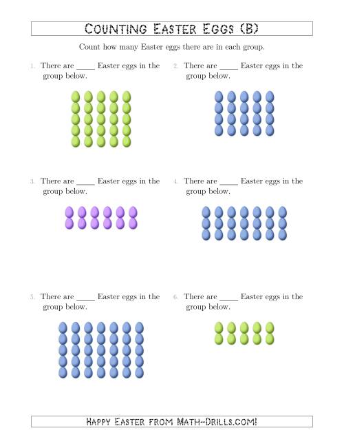 The Counting Easter Eggs in Rectangular Arrangements (B) Math Worksheet