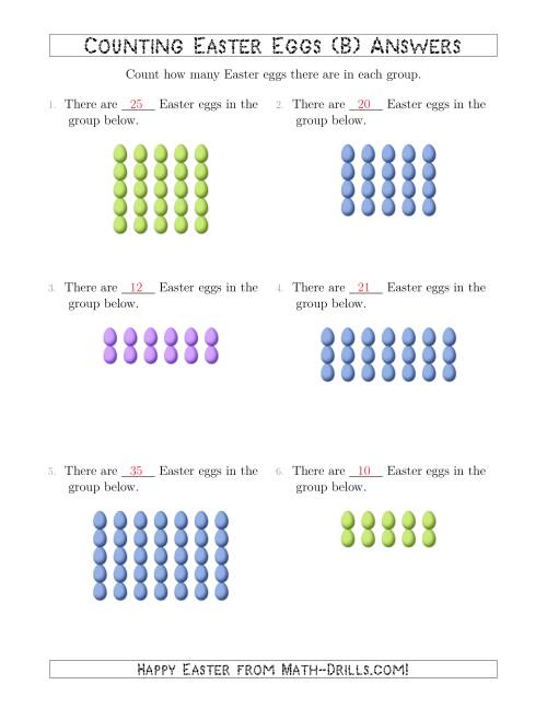 The Counting Easter Eggs in Rectangular Arrangements (B) Math Worksheet Page 2