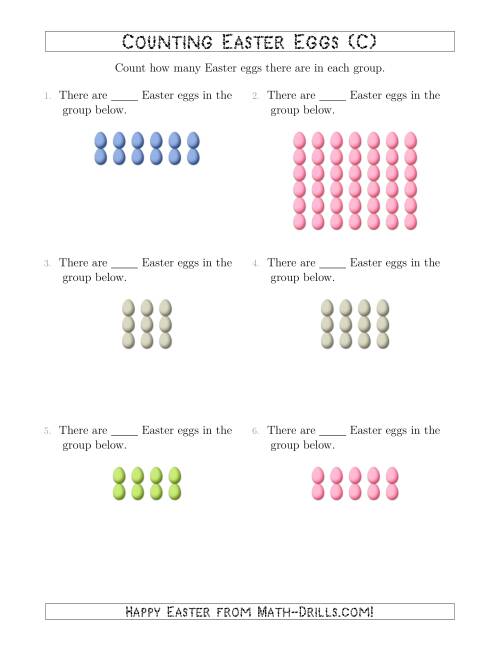 The Counting Easter Eggs in Rectangular Arrangements (C) Math Worksheet