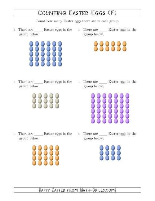 The Counting Easter Eggs in Rectangular Arrangements (F) Math Worksheet