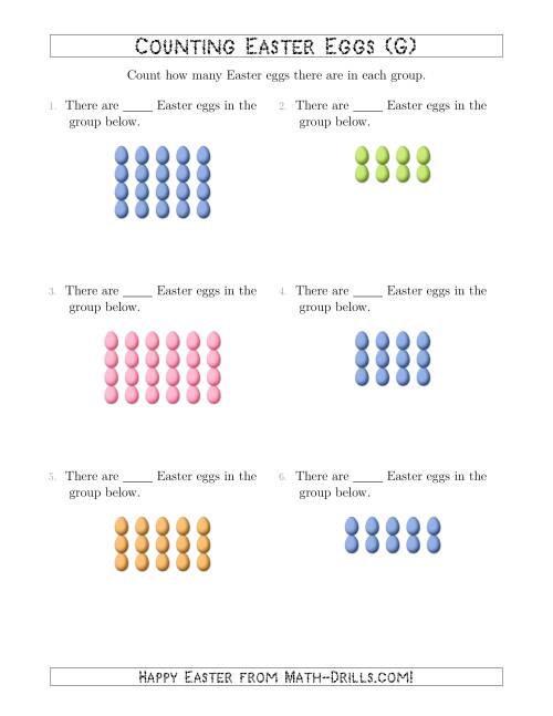 The Counting Easter Eggs in Rectangular Arrangements (G) Math Worksheet