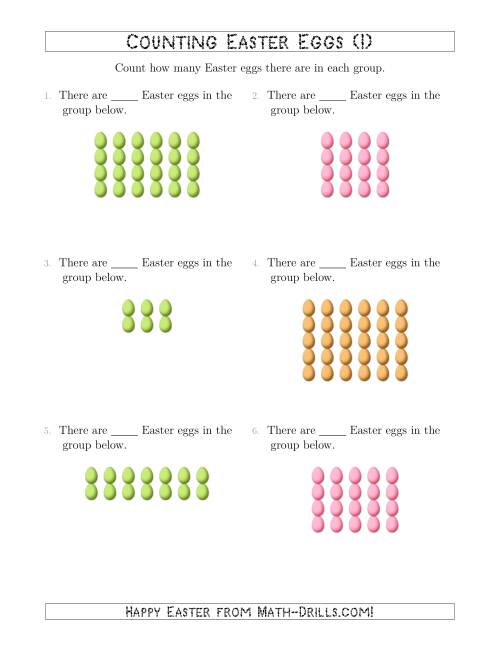 The Counting Easter Eggs in Rectangular Arrangements (I) Math Worksheet