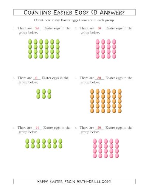The Counting Easter Eggs in Rectangular Arrangements (I) Math Worksheet Page 2