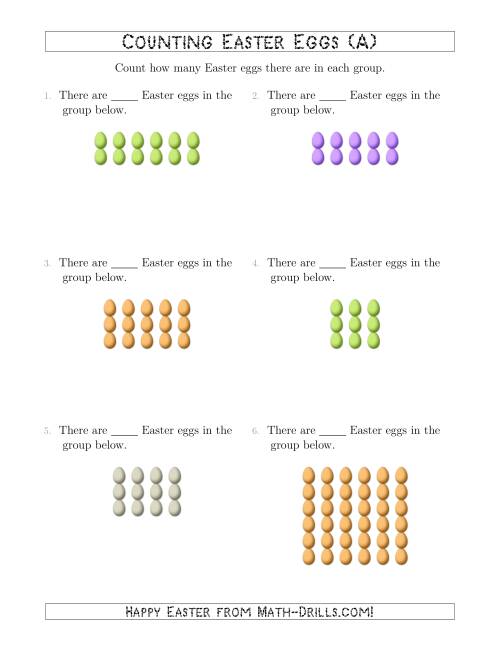 The Counting Easter Eggs in Rectangular Arrangements (All) Math Worksheet