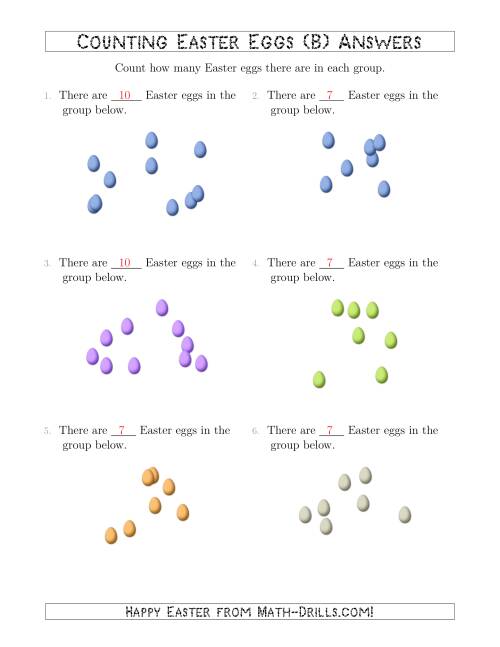 The Counting up to 10 Easter Eggs in Scattered Arrangements (B) Math Worksheet Page 2