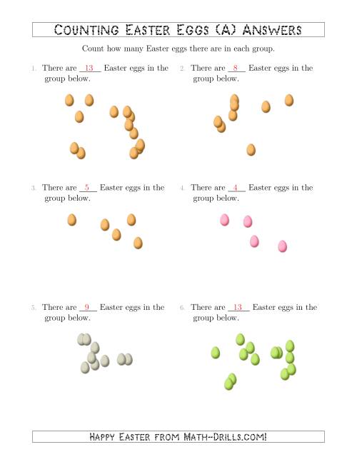The Counting up to 20 Easter Eggs in Scattered Arrangements (A) Math Worksheet Page 2