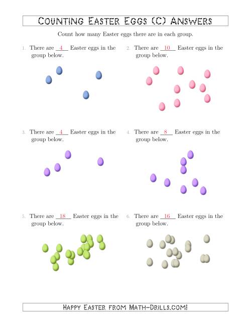 The Counting up to 20 Easter Eggs in Scattered Arrangements (C) Math Worksheet Page 2