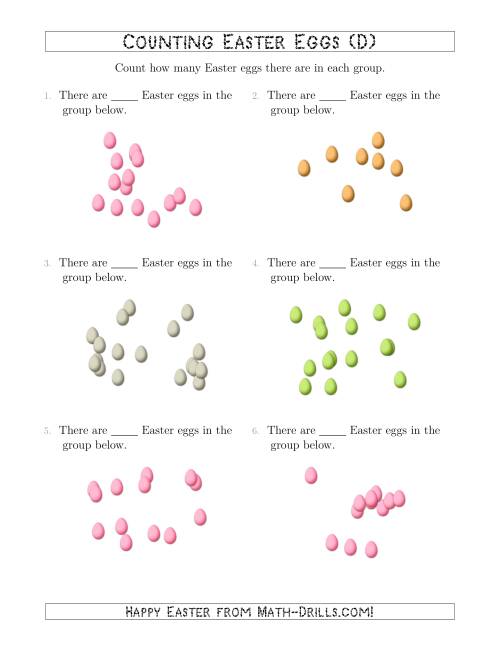 The Counting up to 20 Easter Eggs in Scattered Arrangements (D) Math Worksheet