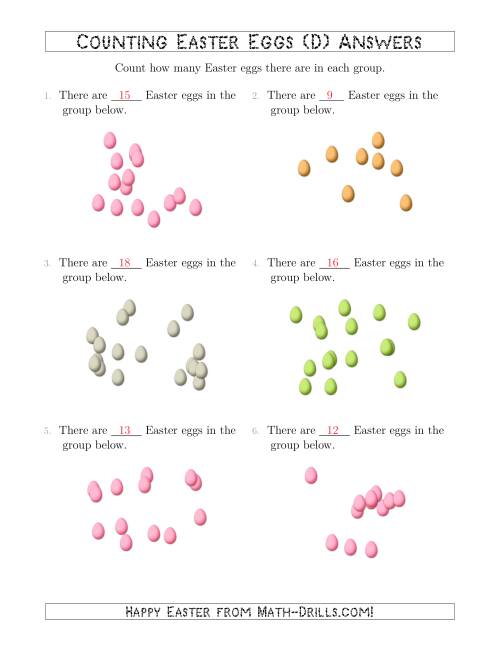 The Counting up to 20 Easter Eggs in Scattered Arrangements (D) Math Worksheet Page 2