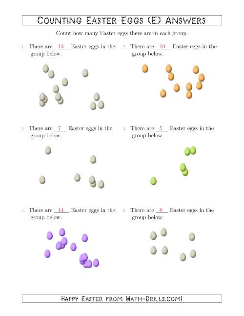 The Counting up to 20 Easter Eggs in Scattered Arrangements (E) Math Worksheet Page 2