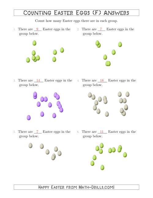The Counting up to 20 Easter Eggs in Scattered Arrangements (F) Math Worksheet Page 2