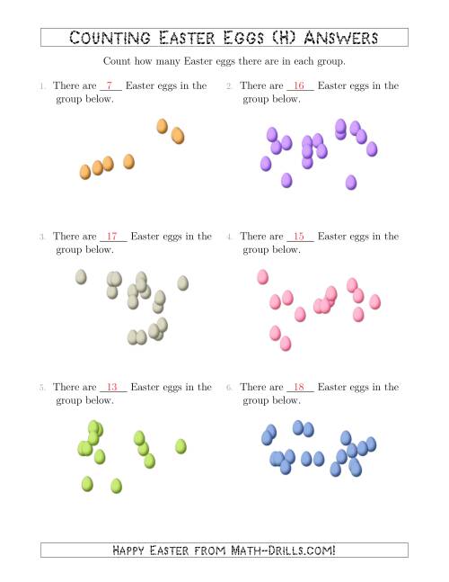 The Counting up to 20 Easter Eggs in Scattered Arrangements (H) Math Worksheet Page 2