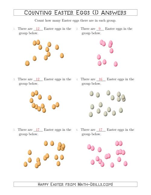 The Counting up to 20 Easter Eggs in Scattered Arrangements (I) Math Worksheet Page 2