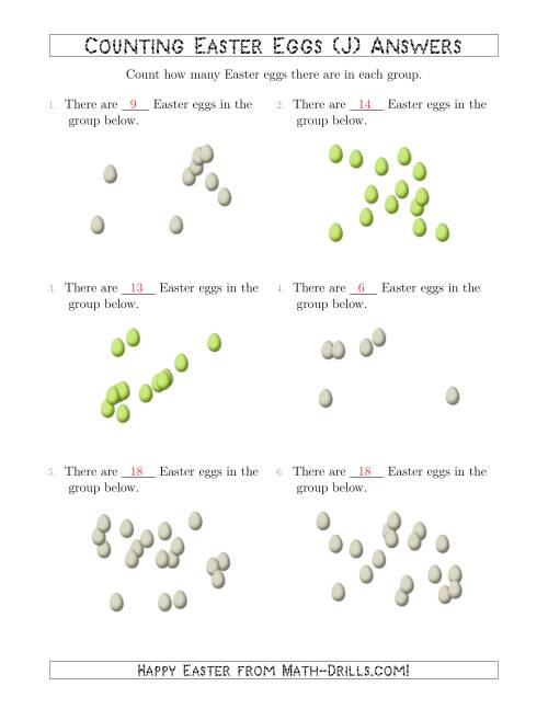 The Counting up to 20 Easter Eggs in Scattered Arrangements (J) Math Worksheet Page 2