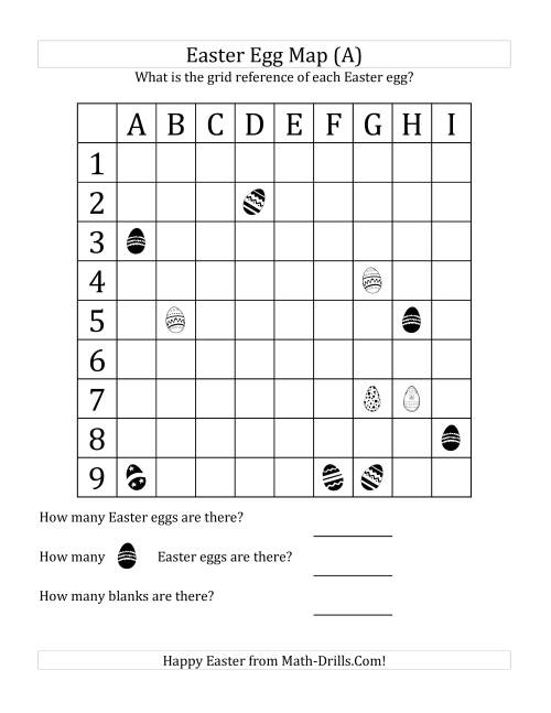 The Easter Egg Map with Grid References (A) Math Worksheet