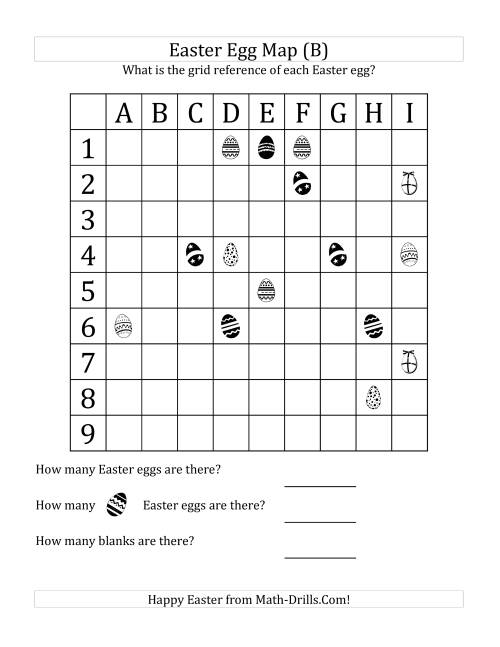 The Easter Egg Map with Grid References (B) Math Worksheet