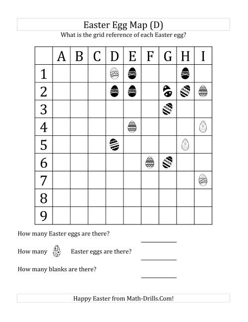 The Easter Egg Map with Grid References (D) Math Worksheet