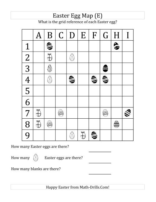 The Easter Egg Map with Grid References (E) Math Worksheet