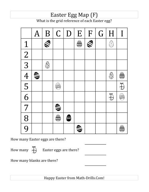 The Easter Egg Map with Grid References (F) Math Worksheet