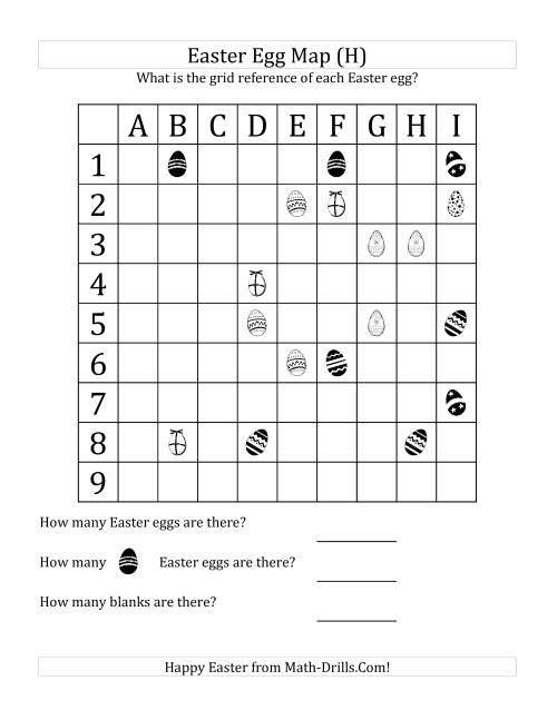 The Easter Egg Map with Grid References (H) Math Worksheet