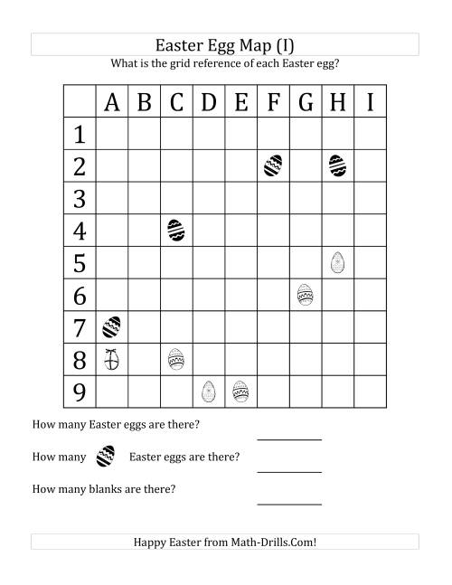 The Easter Egg Map with Grid References (I) Math Worksheet