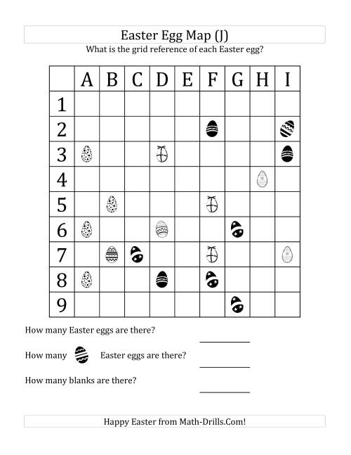The Easter Egg Map with Grid References (J) Math Worksheet