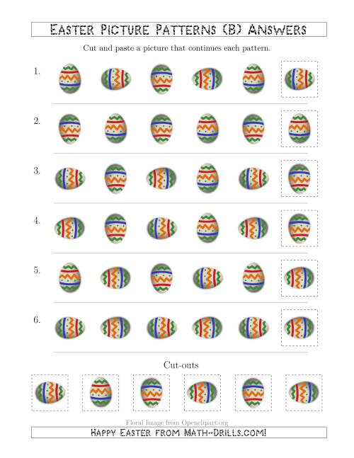 The Easter Egg Picture Patterns with Rotation Attribute Only (B) Math Worksheet Page 2