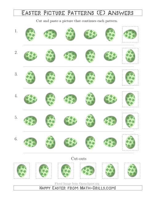 The Easter Egg Picture Patterns with Rotation Attribute Only (E) Math Worksheet Page 2