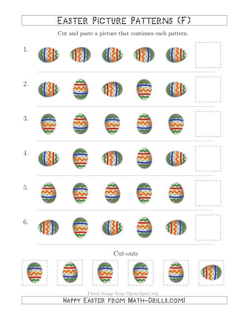 The Easter Egg Picture Patterns with Rotation Attribute Only (F) Math Worksheet